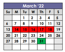 District School Academic Calendar for Frankston Middle for March 2022