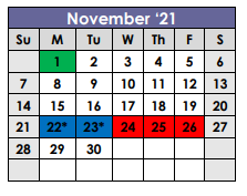 District School Academic Calendar for Frankston Middle for November 2021