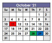 District School Academic Calendar for Frankston Elementary for October 2021