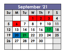 District School Academic Calendar for Frankston High School for September 2021