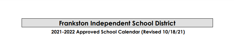 District School Academic Calendar for Frankston High School