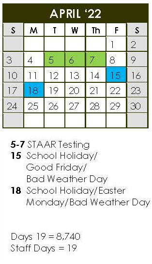 District School Academic Calendar for Alter Sch for April 2022