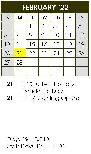 District School Academic Calendar for Alter Sch for February 2022