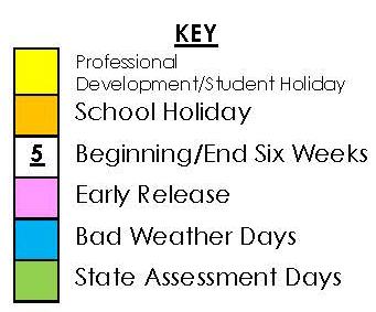 District School Academic Calendar Legend for Alter Sch