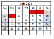District School Academic Calendar for Norman M Thomas Elementary for July 2021