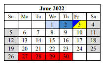 District School Academic Calendar for Freer Junior High for June 2022