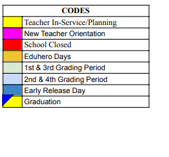 District School Academic Calendar Legend for Freer Alter