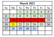 District School Academic Calendar for Norman M Thomas Elementary for March 2022
