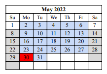 District School Academic Calendar for Norman M Thomas Elementary for May 2022