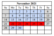District School Academic Calendar for Freer Alter for November 2021