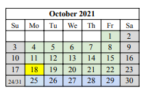 District School Academic Calendar for Norman M Thomas Elementary for October 2021
