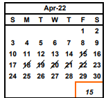 District School Academic Calendar for Hopkins (william) Junior High for April 2022