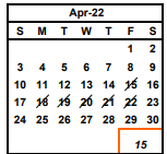 District School Academic Calendar for Chadbourne (joshua) Elementary for April 2022