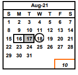 District School Academic Calendar for Maloney (tom) Elementary for August 2021