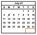 District School Academic Calendar for Irvington High for July 2021