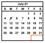 District School Academic Calendar for Centerville Junior High for July 2021