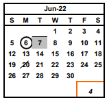 District School Academic Calendar for Warm Springs Elementary for June 2022