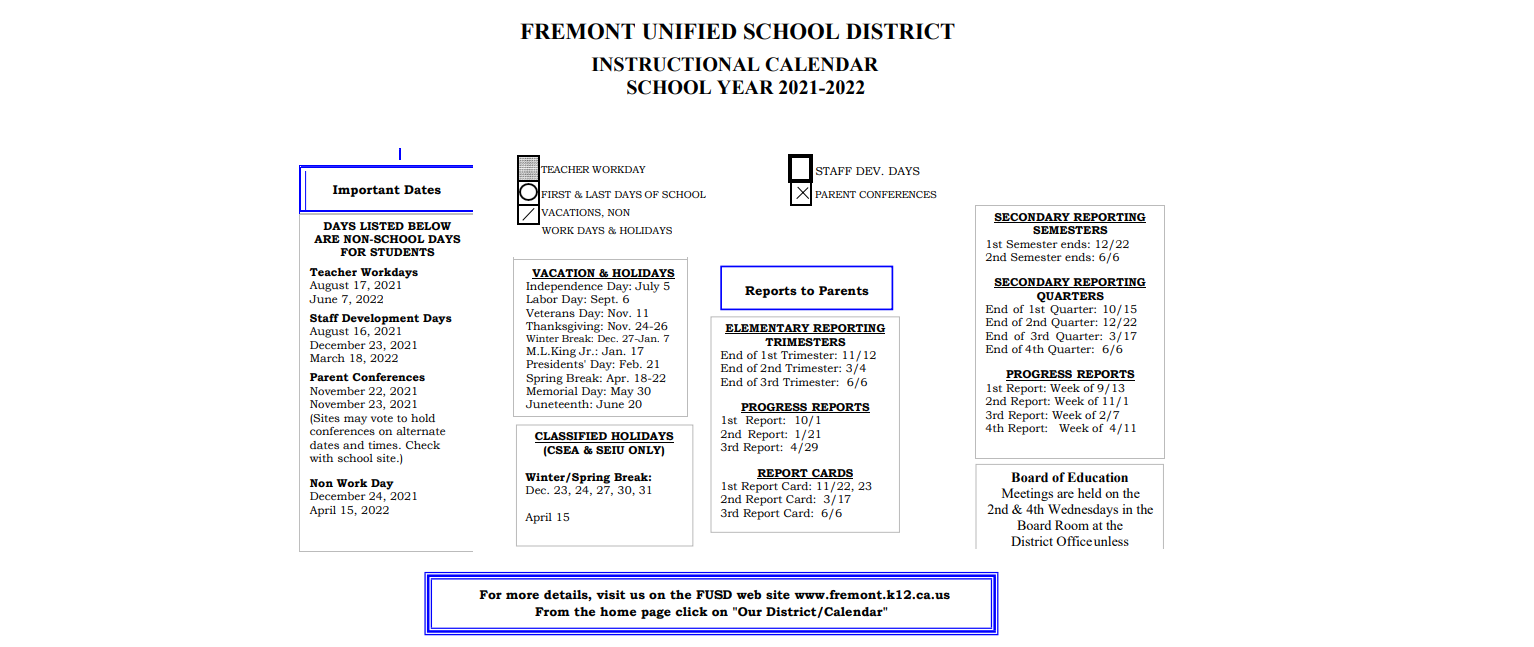 District School Academic Calendar Key for Brookvale Elementary