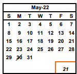 District School Academic Calendar for Ardenwood Elementary for May 2022