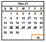 District School Academic Calendar for Oliveira Elementary for November 2021