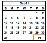 District School Academic Calendar for Oliveira Elementary for October 2021