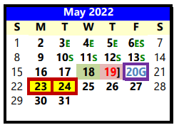 District School Academic Calendar for Crestview Elementary for May 2022