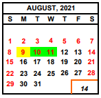 District School Academic Calendar for Heaton Elementary for August 2021