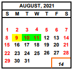 District School Academic Calendar for Tenaya Middle for August 2021