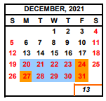 District School Academic Calendar for Addicot (irwin O.) for December 2021