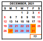 District School Academic Calendar for Academy For New Americans for December 2021