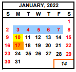 District School Academic Calendar for Addicot (irwin O.) for January 2022