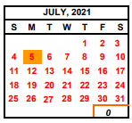 District School Academic Calendar for Hamilton Elementary for July 2021