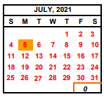 District School Academic Calendar for Academy For New Americans for July 2021