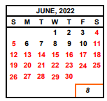 District School Academic Calendar for Wishon Elementary for June 2022