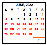 District School Academic Calendar for Tehipite Middle for June 2022