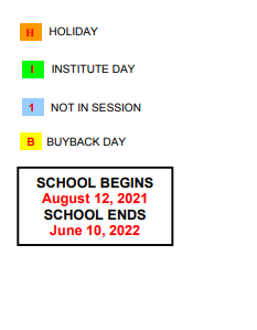 District School Academic Calendar Legend for Academy For New Americans