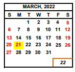 District School Academic Calendar for Academy For New Americans for March 2022