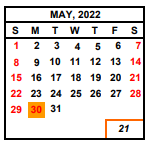 District School Academic Calendar for Roeding Elementary for May 2022