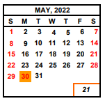 District School Academic Calendar for Lowell Elementary for May 2022