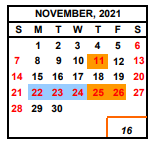 District School Academic Calendar for Academy For New Americans for November 2021