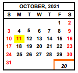 District School Academic Calendar for Academy For New Americans for October 2021