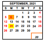 District School Academic Calendar for Kings Canyon Middle for September 2021