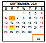 District School Academic Calendar for Fulton Special Education for September 2021