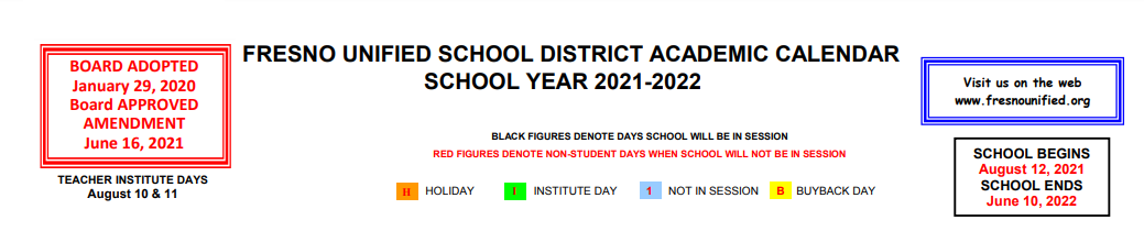 District School Academic Calendar for Tenaya Middle