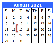 District School Academic Calendar for Friendswood J H for August 2021