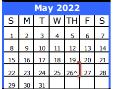 District School Academic Calendar for Friendswood J H for May 2022