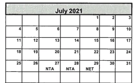District School Academic Calendar for Friona Primary for July 2021