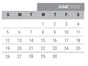 District School Academic Calendar for Corbell Elementary for June 2022