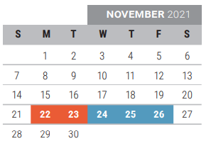 District School Academic Calendar for Frisco High School for November 2021