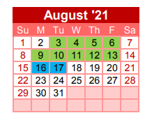 District School Academic Calendar for Gainesville Head Start for August 2021